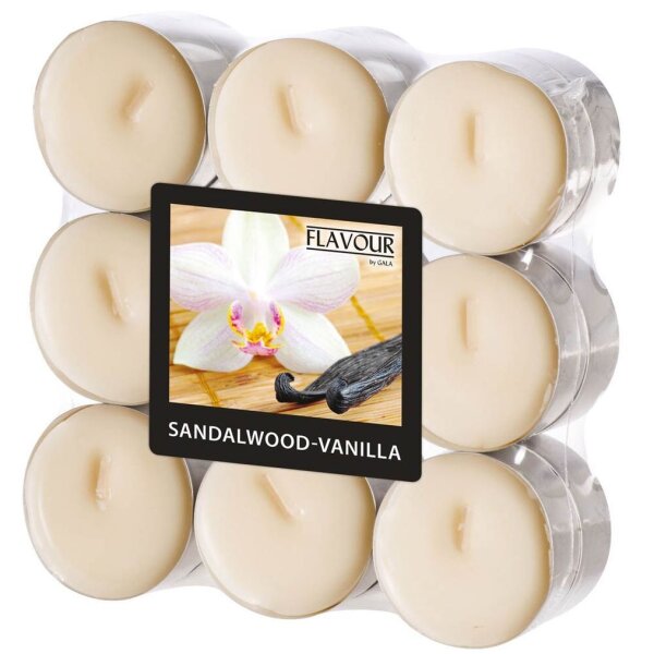 FLAVOUR by GALA Teelichter elfenbein Sandelwood-Vanilla, 18 St.