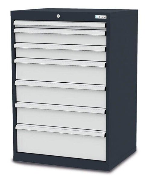 Simplaflex® Systemeinrichter C-Line Schubladenschrank anthrazit 7 Schubladen 70,0 x 57,5 x 102,0 cm, 1 St.