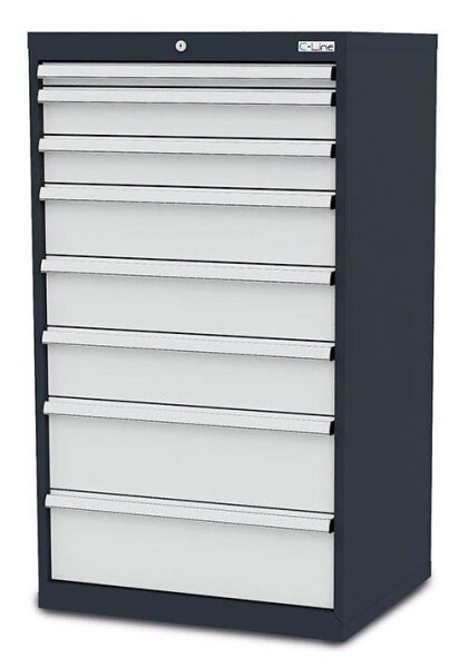Simplaflex® Systemeinrichter C-Line Schubladenschrank anthrazit 8 Schubladen 70,0 x 57,5 x 122,0 cm, 1 St.