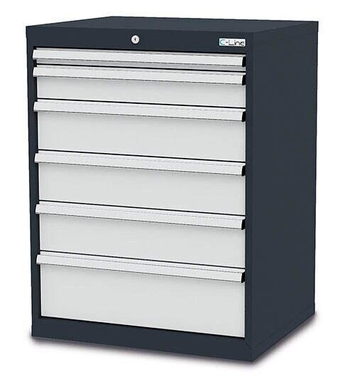 Simplaflex® Systemeinrichter C-Line Schubladenschrank anthrazit 6 Schubladen 70,0 x 57,5 x 92,0 cm, 1 St.