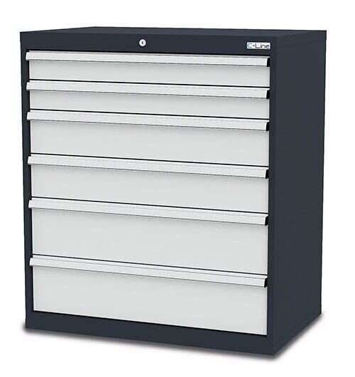 Simplaflex® Systemeinrichter C-Line Schubladenschrank anthrazit 6 Schubladen 90,0 x 57,5 x 102,0 cm, 1 St.