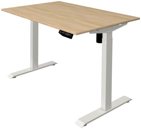 Kerkmann Move 1 elektrisch höhenverstellbarer Schreibtisch eiche hell rechteckig, T-Fuß-Gestell weiß 120,0 x 80,0 cm