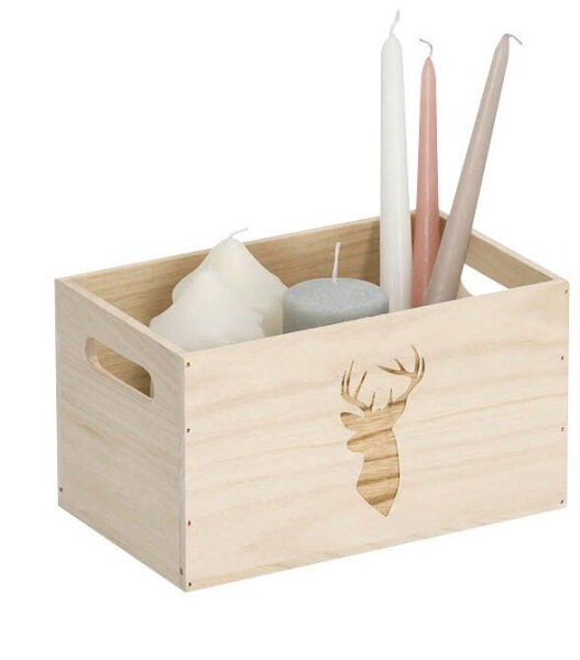 Zeller Hirsch Aufbewahrungsbox natur 25,0 x 15,0 x 14,0 cm, 1 St.