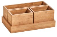 Zeller Schreibtisch-Organizer 4tlg-Set natur Bambus 3 Fächer 28,0 x 17,7 x 11,0 cm