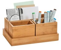 Zeller Schreibtisch-Organizer 4tlg-Set natur Bambus 3 Fächer 28,0 x 17,7 x 11,0 cm