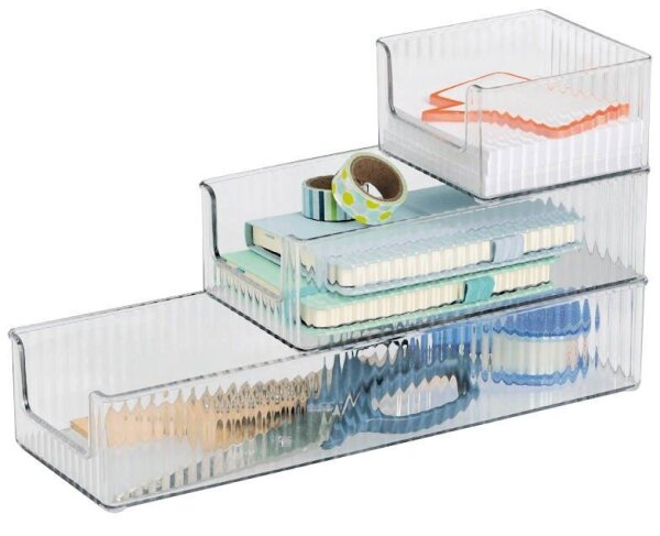 Zeller Schreibtisch-Organizer 3tlg-Set transparent Kunststoff 10,0 x 30,0 x 5,0 cm