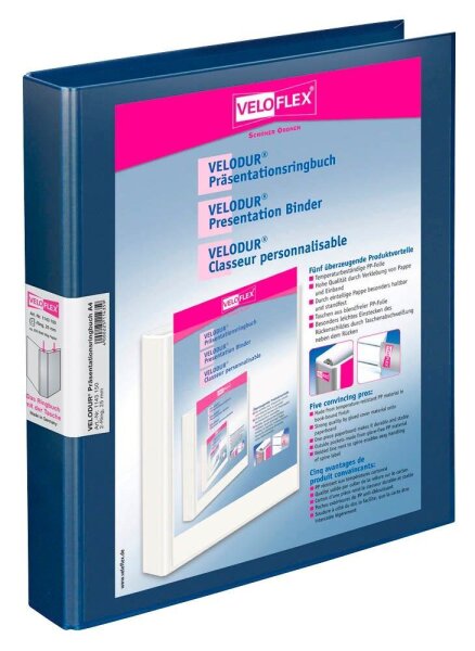 VELOFLEX VELODUR® Präsentationsringbücher 2-Ringe blau 4,0 cm DIN A4, 10 St.