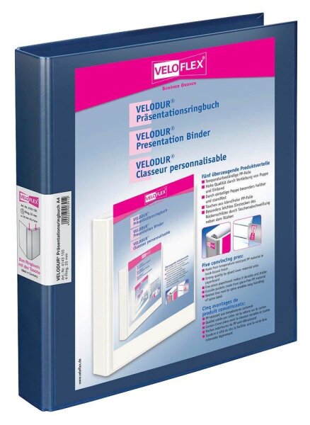 VELOFLEX VELODUR® Präsentationsringbücher 4-Ringe blau 4,0 cm DIN A4, 10 St.