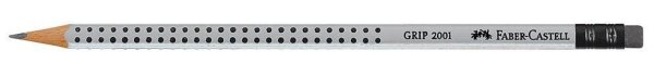 FABER-CASTELL GRIP 2001 Bleistifte HB silber mit Radierer, 12 St.