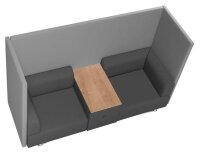 rocada 2-Sitzer Besprechungsecke Soft Seating schwarz, grau grau Stoff 200,0 x 68,0 x 137,0 cm, 1 St.