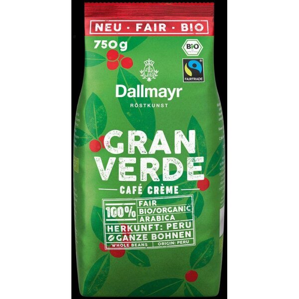 Dallmayr Gran Verde Bio-Kaffeebohnen Arabicabohnen 750,0 g  ( 348750000 )