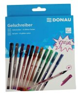 DONAU Glitzer Gelschreiber transparent 1,0 mm, Schreibfarbe: farbsortiert, 12 St.