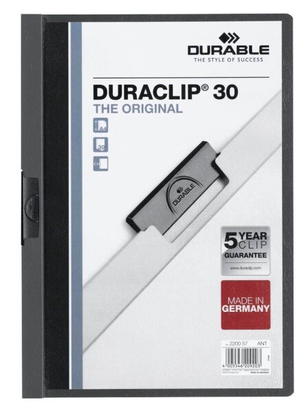 DURABLE Klemmhefter DURACLIP anthrazit, 25 St.