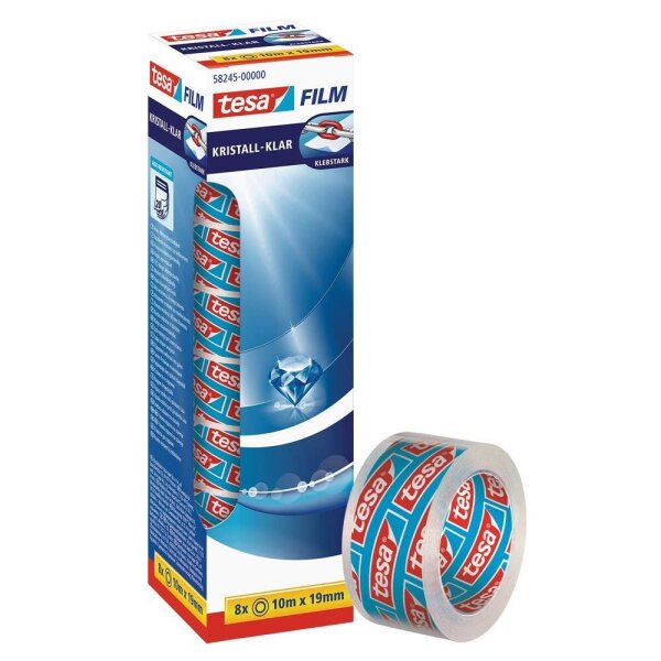 tesa KRISTALL-KLAR Klebefilm transparent 19,0 mm x 10,0 m 8 Rollen
