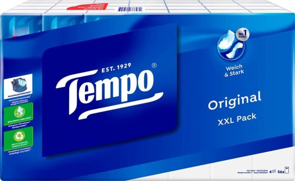 Tempo Taschentücher Original 4-lagig weiß, 56x 10 Tücher