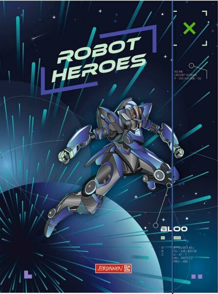 BRUNNEN Sammelmappe ROBOT HEROES DIN A3 dunkelblau, mint, 1 St.