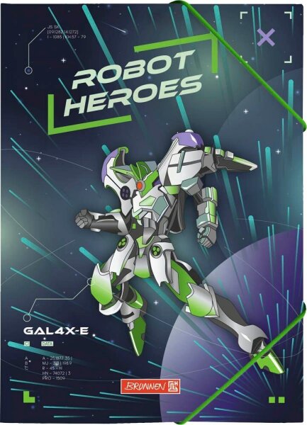BRUNNEN Sammelmappe ROBOT HEROES DIN A4 dunkelblau, mint, 1 St.