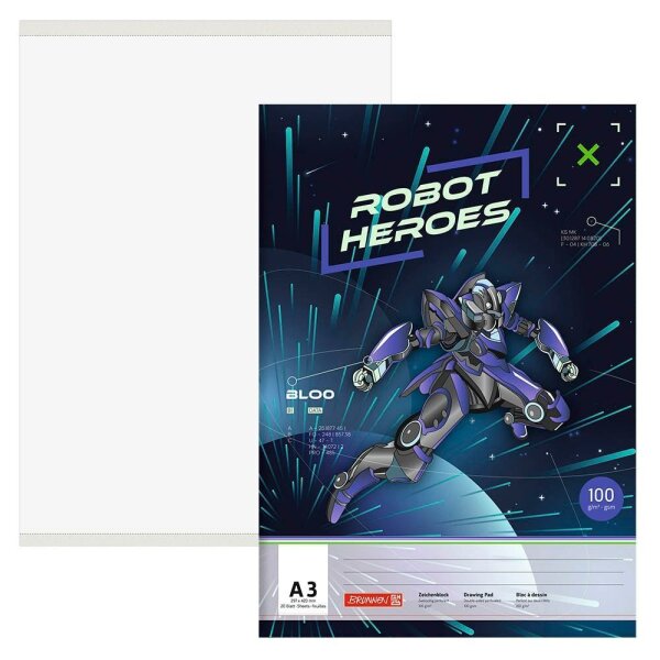 BRUNNEN Malblock ROBOT HEROES DIN A3 100 g/qm, 20 Blatt, 1 St.  ( 1047913421 )