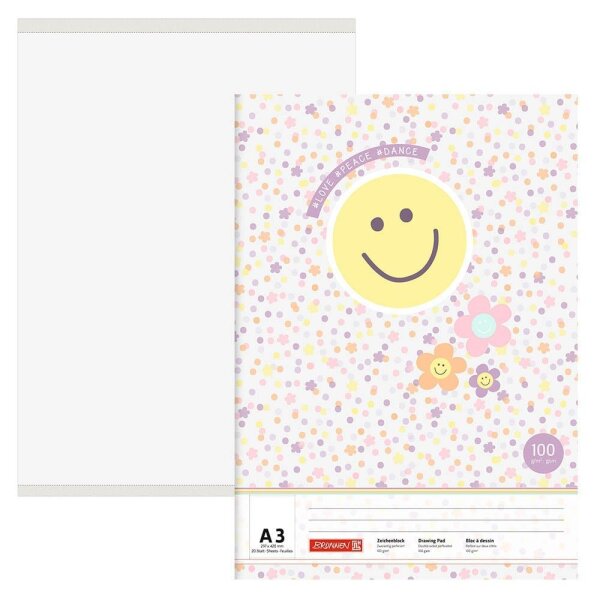 BRUNNEN Malblock Happy Hippie DIN A3 100 g/qm, 20 Blatt, 1 St.