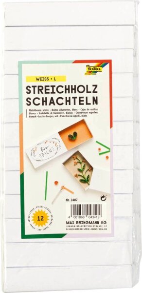 folia Bastelzubehör Streichholzschachteln L weiß 12 St.