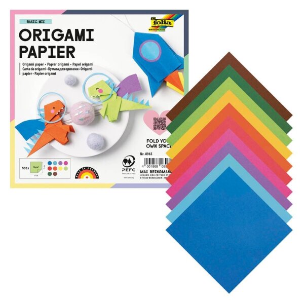 folia Faltblätter Origami mehrfarbig 500 Blatt