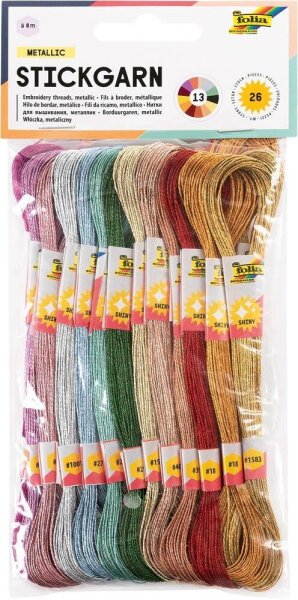 folia Garn METALLIC zum Sticken glänzend mehrfarbig 1,0 mm x 8,0 m