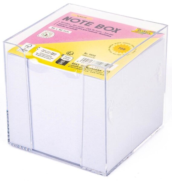 folia Zettelbox WHITE transparent inkl. 700 Notizzettel weiß, 1 St.