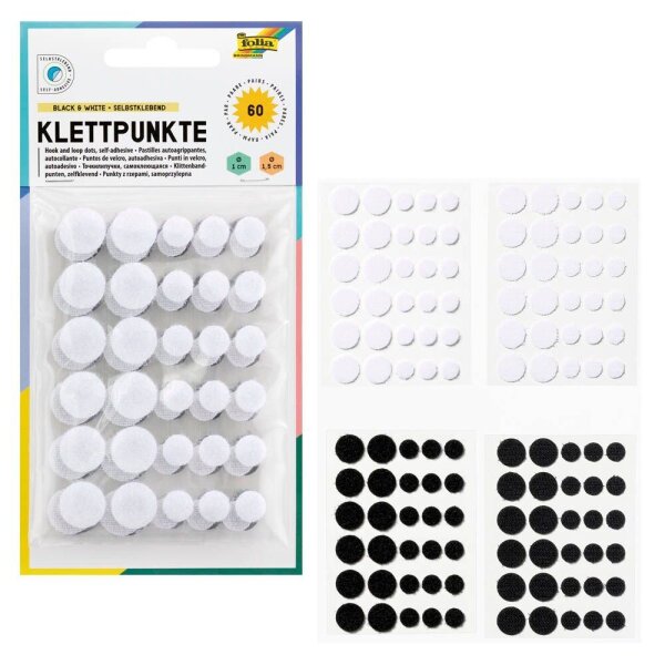 folia Klettpunkte schwarz, weiß, 60 St.