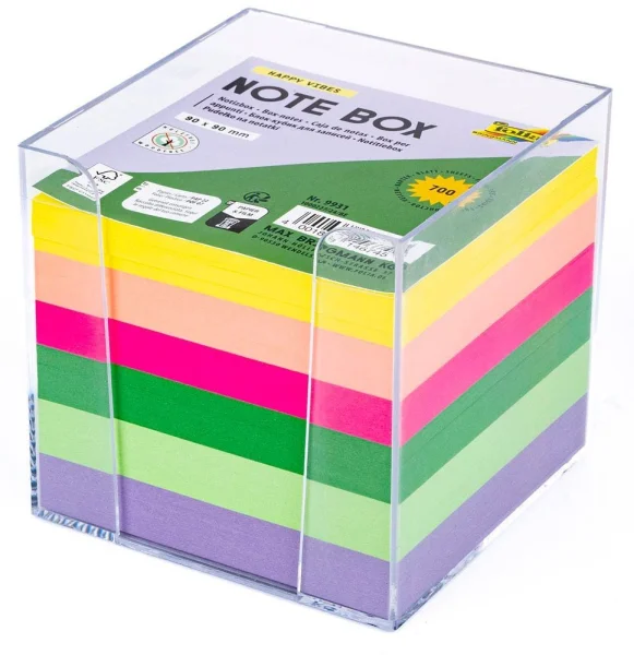 folia Zettelbox HAPPY VIBES transparent inkl. 700...