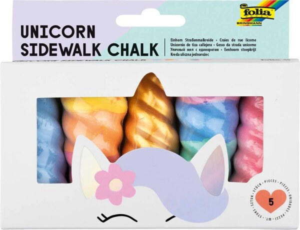folia Einhorn Straßenmalkreide farbsortiert 5 St.