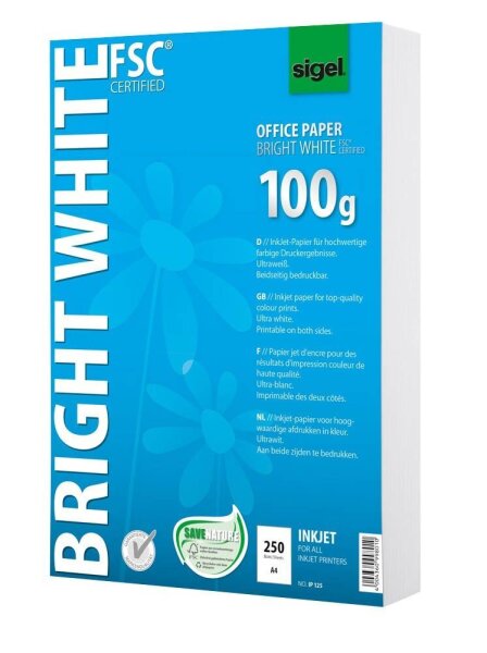 SIGEL Inkjetpapier InkJet-Papier DIN A4 100 g/qm 250 Blatt