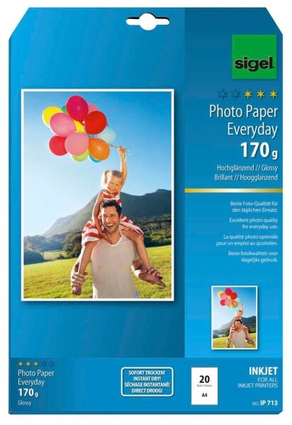 SIGEL Fotopapier IP713 DIN A4 hochglänzend 170 g/qm 20 Blatt