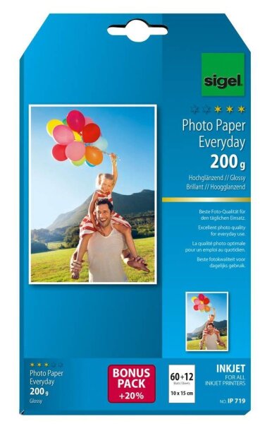 SIGEL Fotopapier IP719 10,0 x 15,0 cm hochglänzend 200 g/qm 72 Blatt
