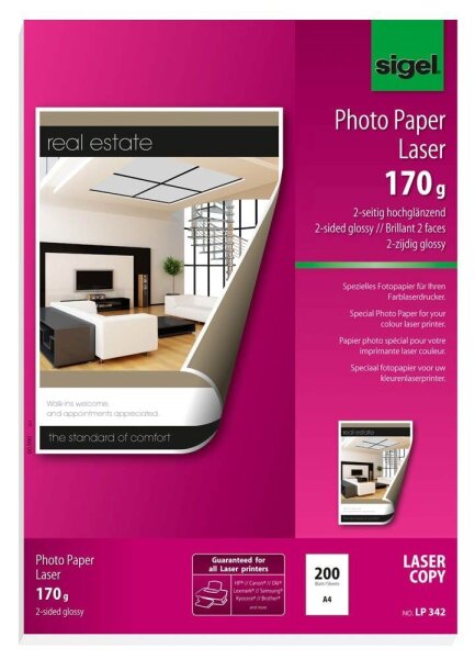 SIGEL Fotopapier LP342 DIN A4 glänzend 170 g/qm 200 Blatt
