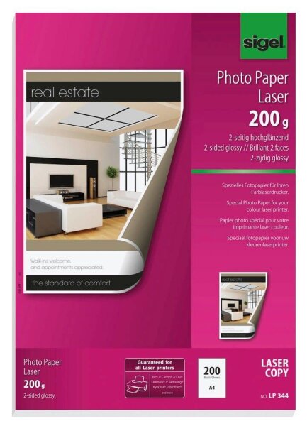 SIGEL Fotopapier LP344 DIN A4 glänzend 200 g/qm 200 Blatt