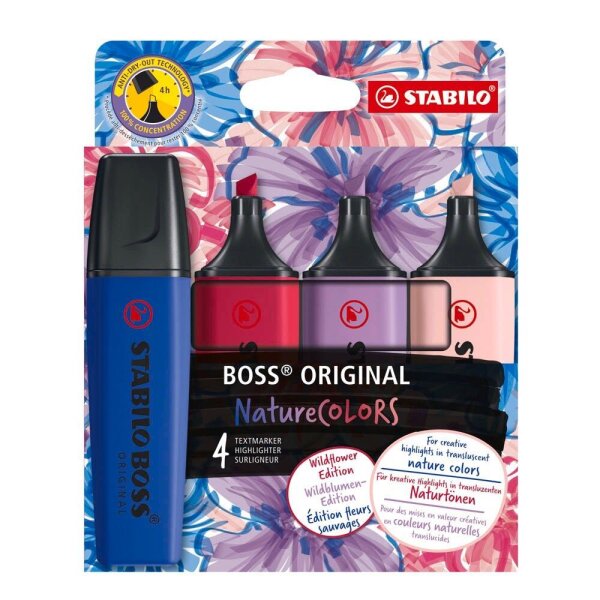 STABILO BOSS Original Wildflower Edition Textmarker farbsortiert, 4 St.