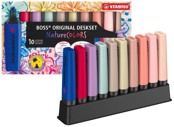 STABILO BOSS Original Deskset Wildflower Edition Textmarker farbsortiert, 10 St.