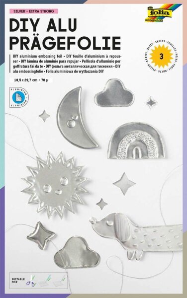 folia Prägefolie silber, 3 Blatt