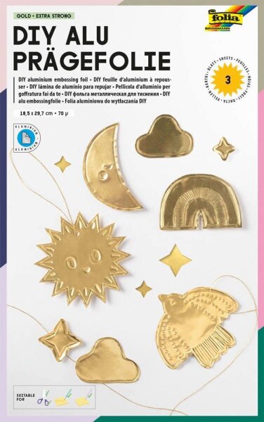 folia Prägefolie gold, 3 Blatt