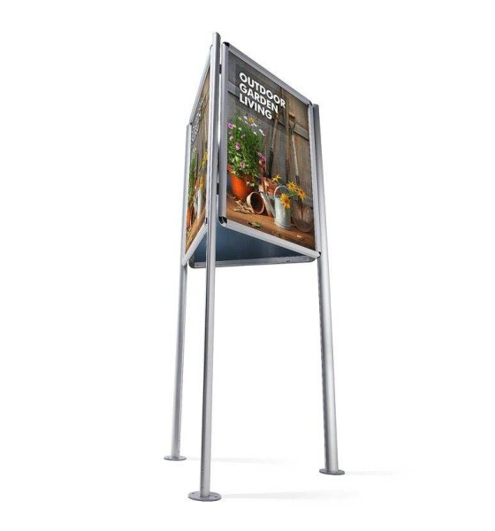 Showdown® Displays Kundenstopper silber DIN A0 3 Fächer 99,1 x 85,8 x 181,0 cm, 1 St.