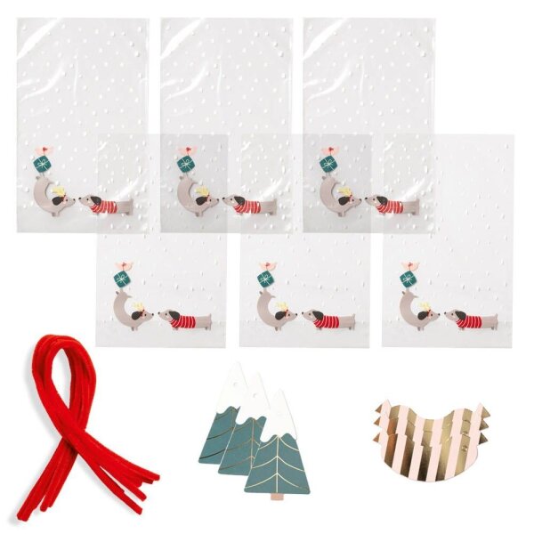 folia PP-Bodenbeutel MERRY WOOFMAS 14,5 x 23,5 cm, 6 St.