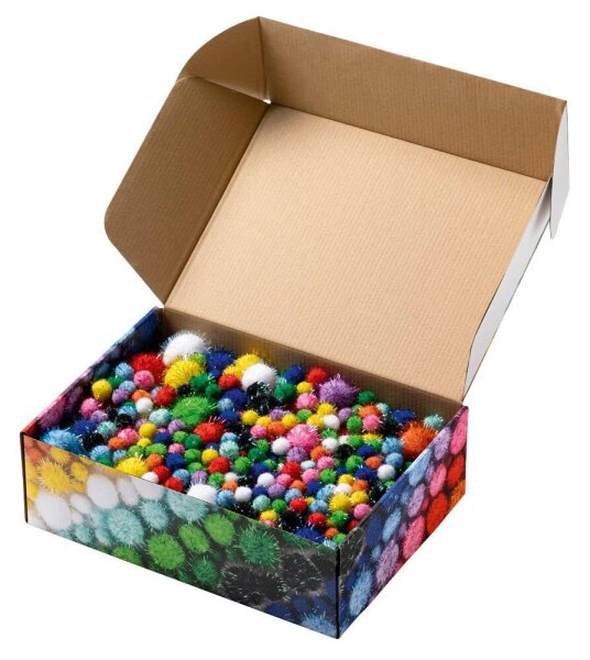 folia Pompons farbsortiert Jumbo Glitter Ø 1,5 - 4,0 cm, 730 St.
