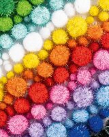 folia Pompons farbsortiert Jumbo Glitter Ø 1,5 - 4,0 cm, 730 St.