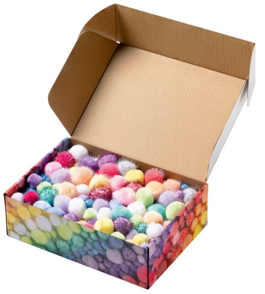 folia Pompons farbsortiert Jumbo Pastell Ø 1,5 - 4,0 cm, 900 St.