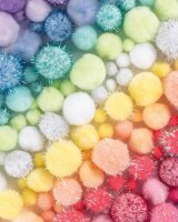 folia Pompons farbsortiert Jumbo Pastell Ø 1,5 - 4,0 cm, 900 St.