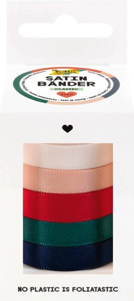 folia Geschenkband CLASSIC satiniert rot, champagner, rosa, dunkelblau, dunkelgrün 10,0 mm x 4,0 m