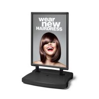 Showdown® Displays Kundenstopper Windtalker City schwarz DIN B1 2 Fächer 83,5 x 83,5 x 130,8 cm, 1 St.