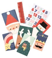 folia Adventskalender SANTA & FRIENDS mehrfarbig