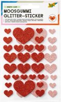 folia Moosgummi Glitter-Sticker HEARTS LOVE rot, hellrosa...