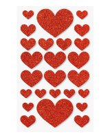 folia Moosgummi Glitter-Sticker HEARTS LOVE rot, hellrosa...